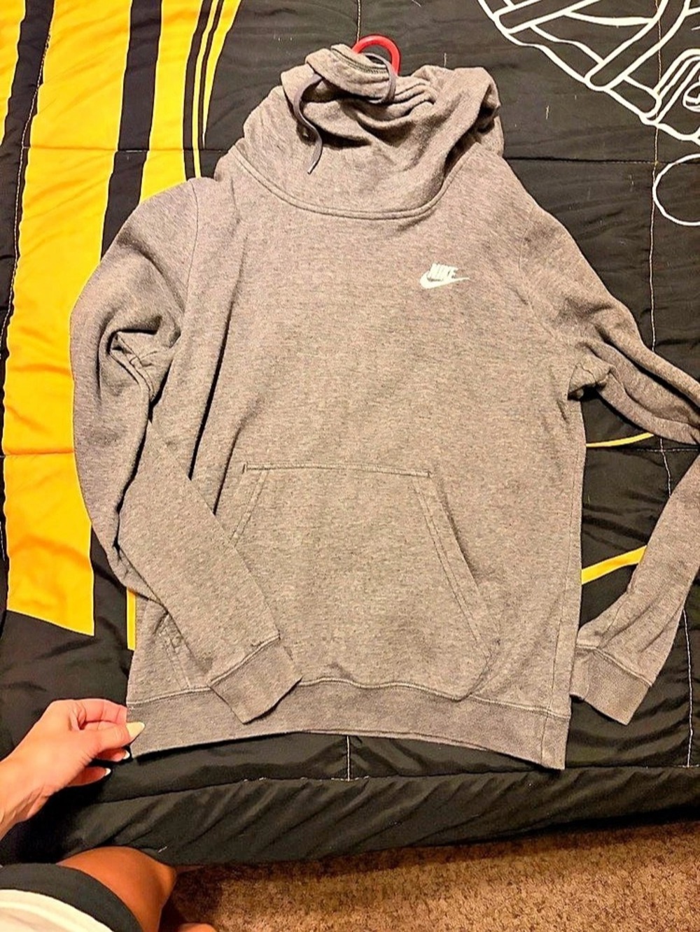 Nike Sportswear Essential Funnel-Neck Fleece Pullover Hoodie Gray